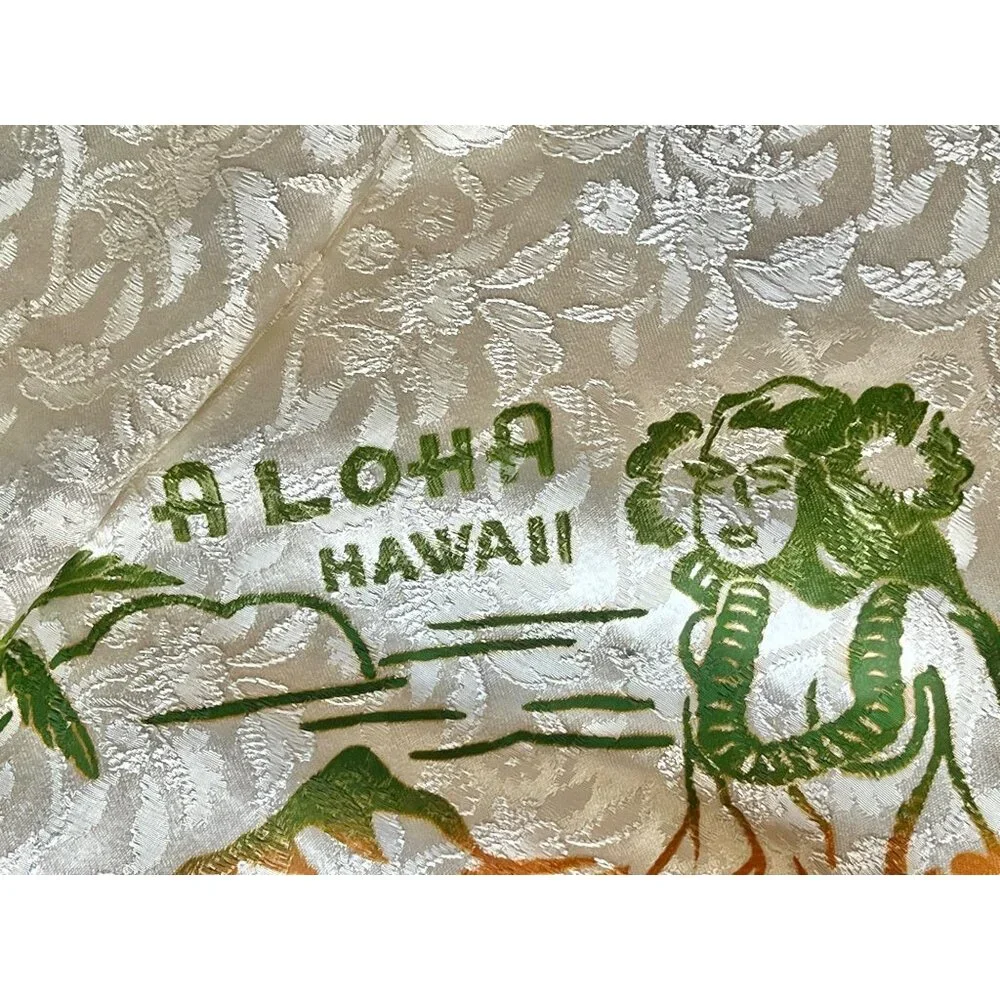 Vintage Hawaiian Tablecloth & Napkins Set Hula Girl Hibiscus Design 47x47 12
